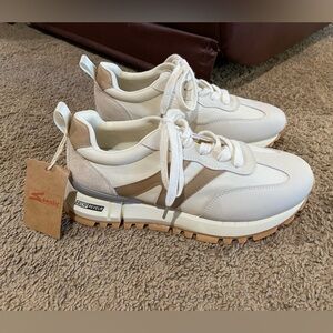 Somiliss Necap Revela Sneaker Leather Suede Women Walking US Sz 8.5 EUR 40 Beige